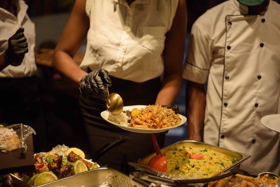 Catering staff preparing for an event